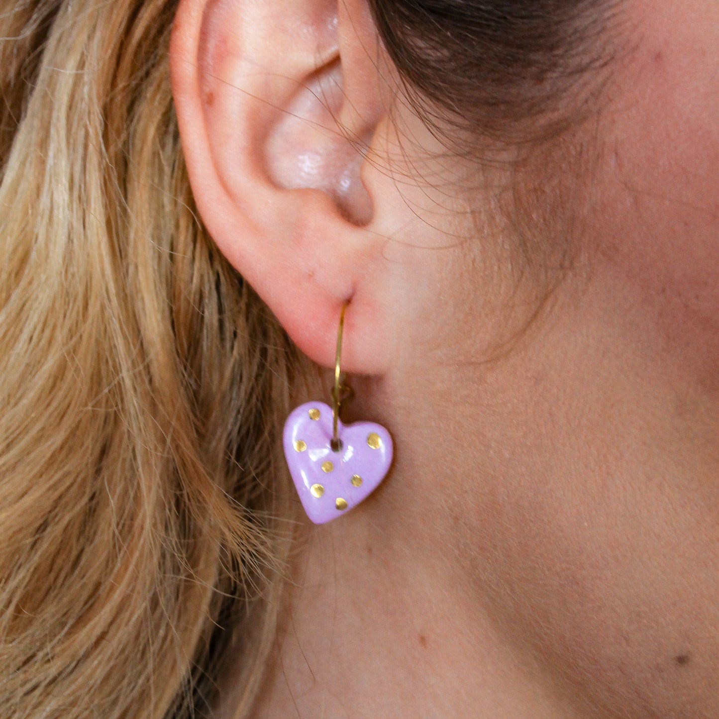 Pack Aritos y corazón love rosa