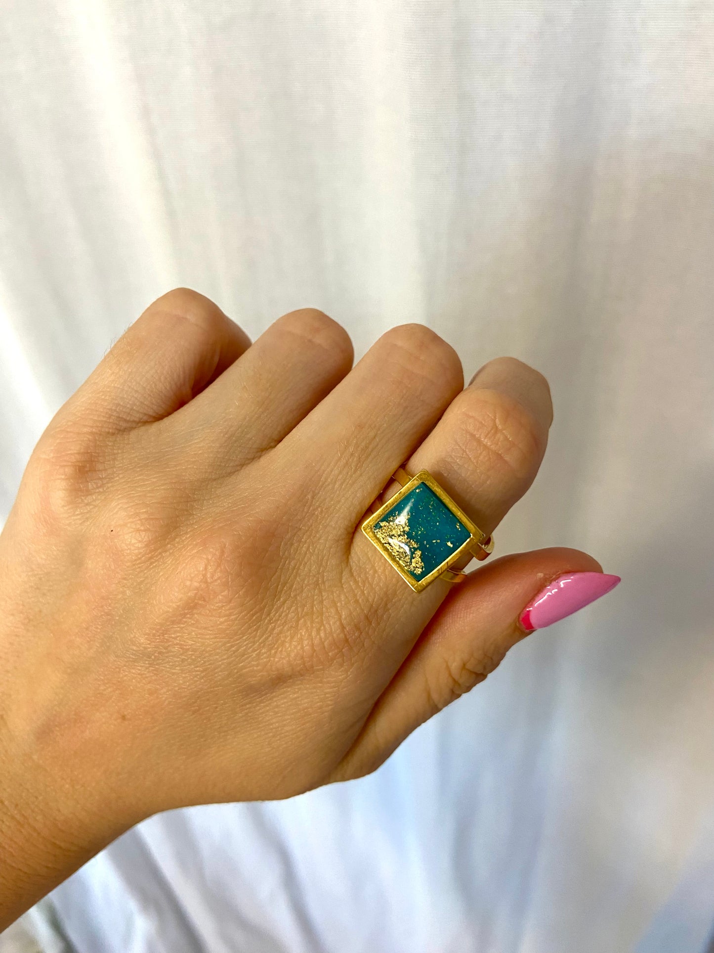 Anillo cuadrado turquesa
