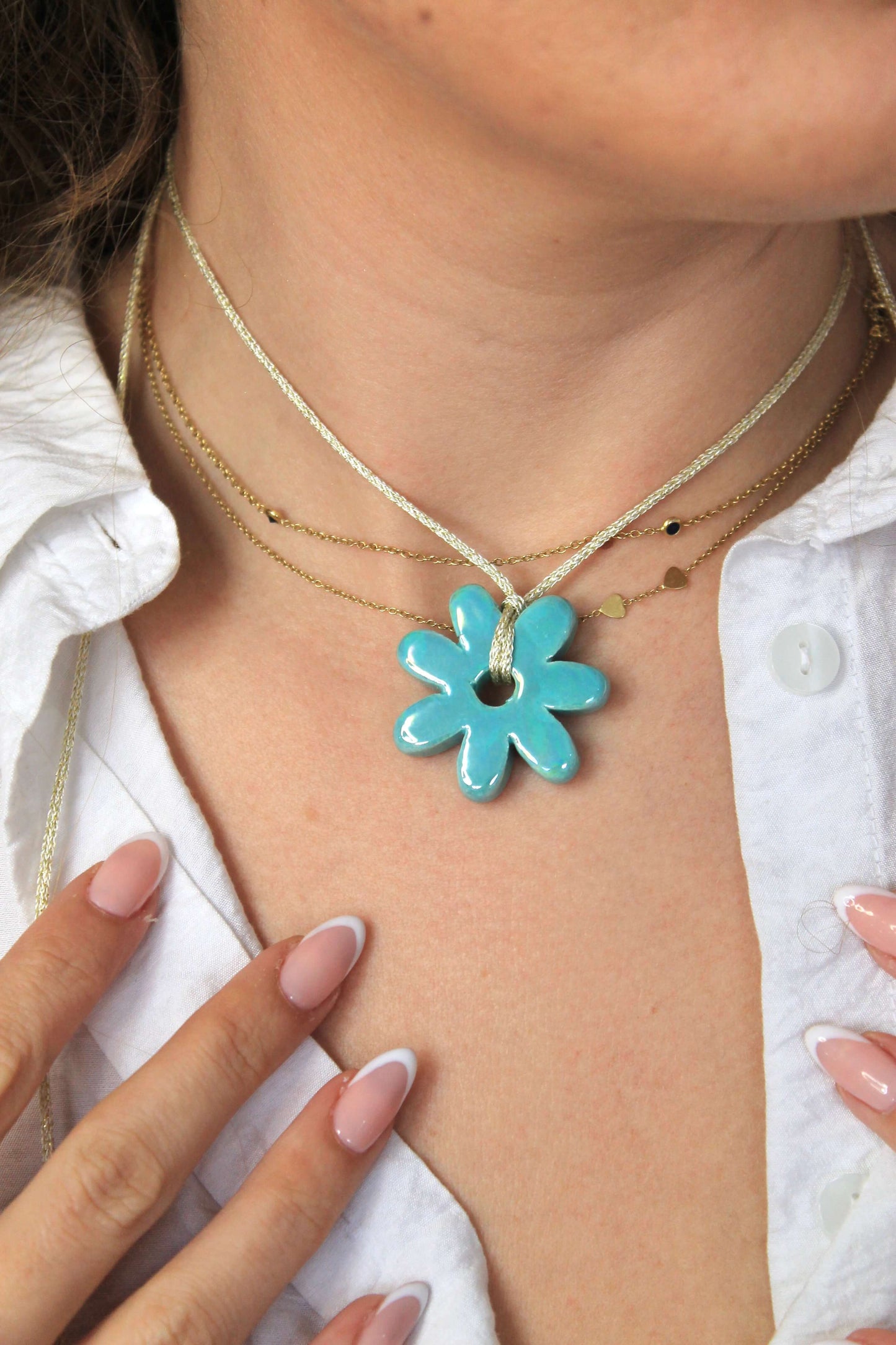 collar multiposicion verde agua