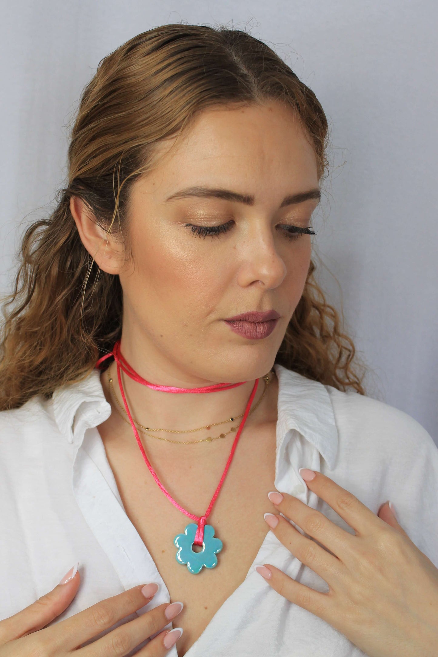 collar multiposicion verde agua