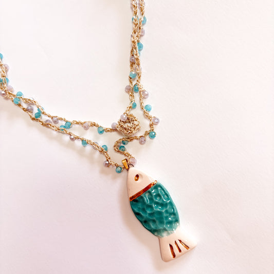 Collar pez turquesa