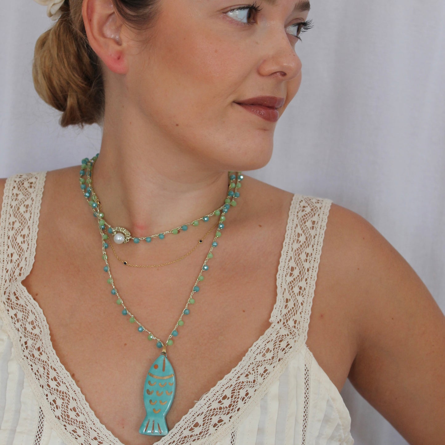 Collar pez turquesa