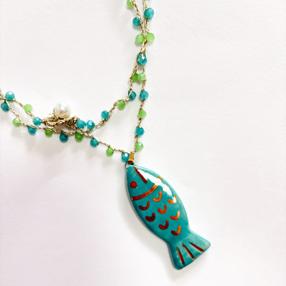 Collar pez turquesa