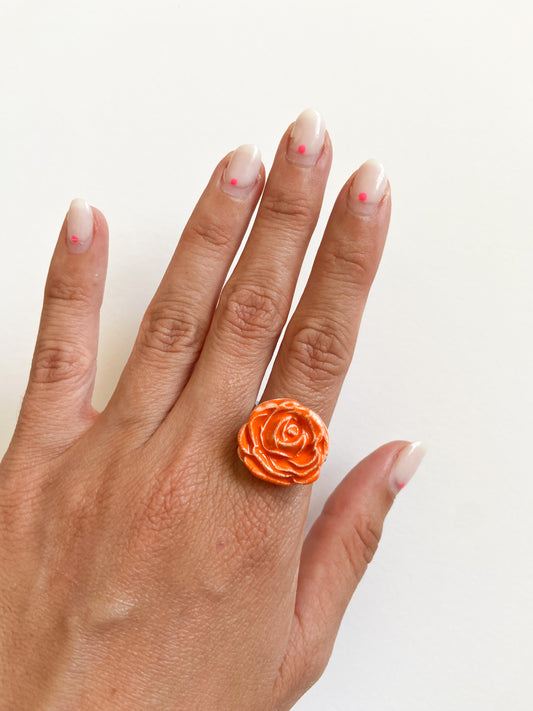 Mini rosa cerámica naranja