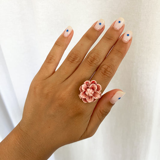 Anillo flor rosa