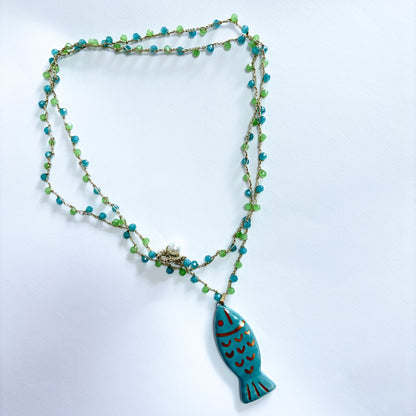 Collar pez turquesa