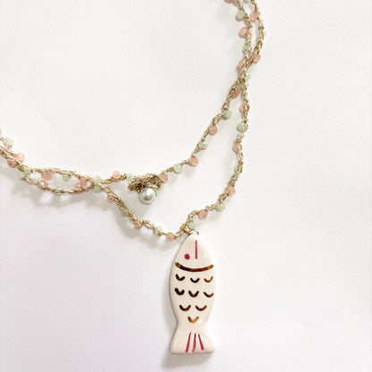 Collar pez beige