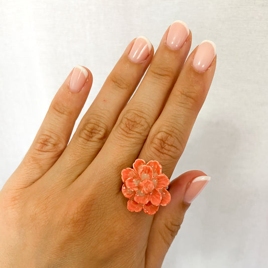 Anillo flor naranja